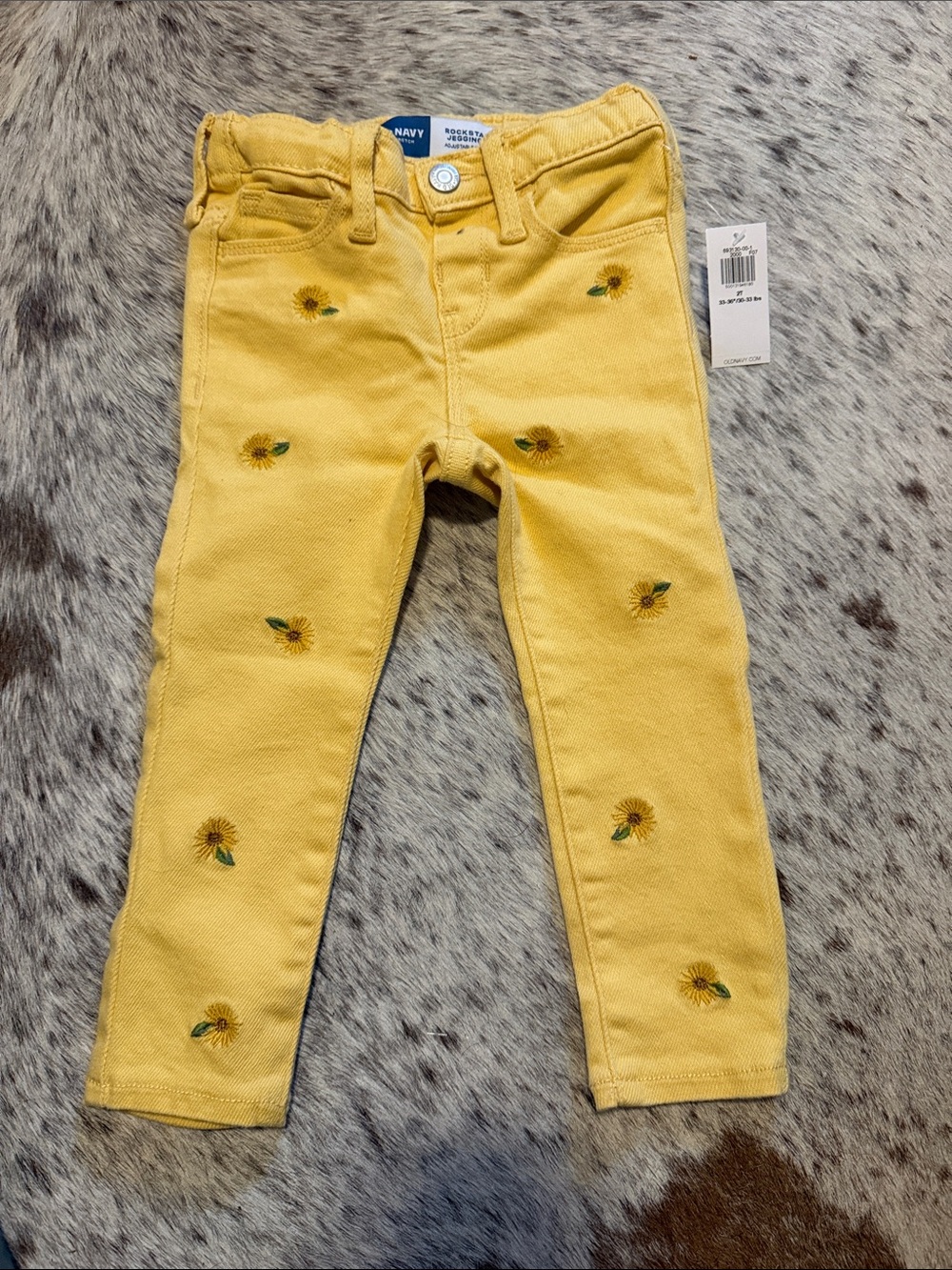Old Navy Rockstar Jegging Yellow Sunflower Embroidered Toddler Jeans